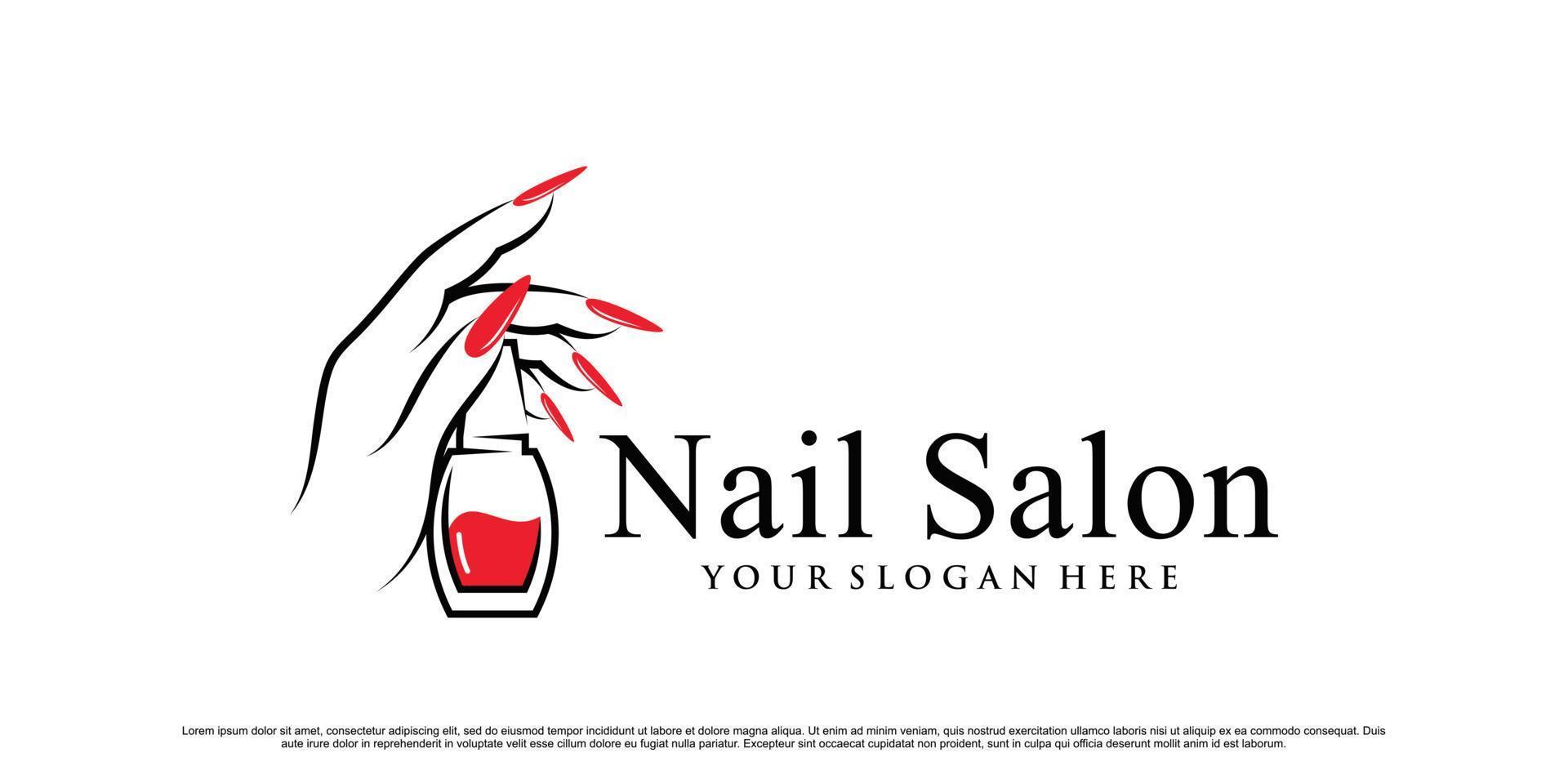 nagellack- oder nagelsalon-logo-design-vorlage mit kreativem konzept premium-vektor vektor