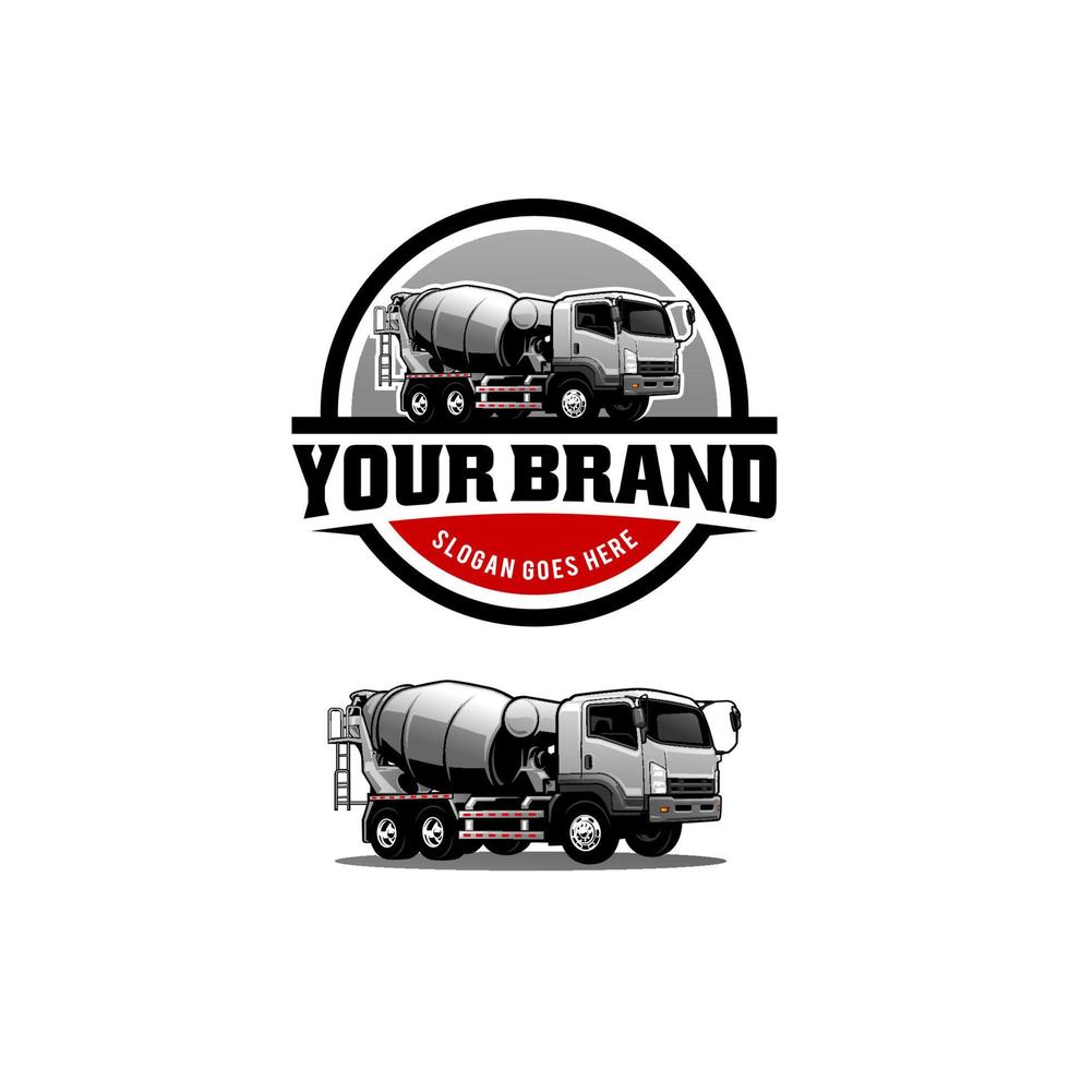 betongblandare lastbil, konstruktion fordon illustration logotyp vektor