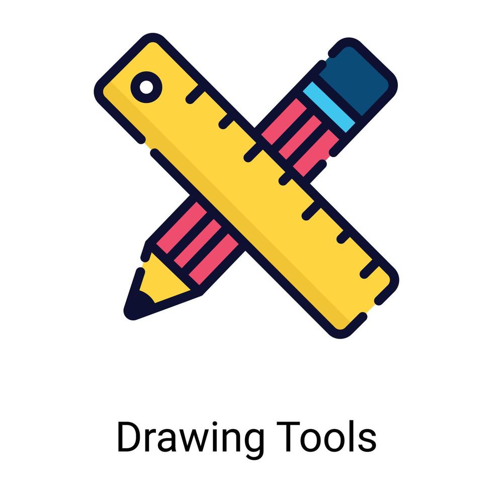ritverktyg färg linje ikonen isolerad på vit bakgrund vektor