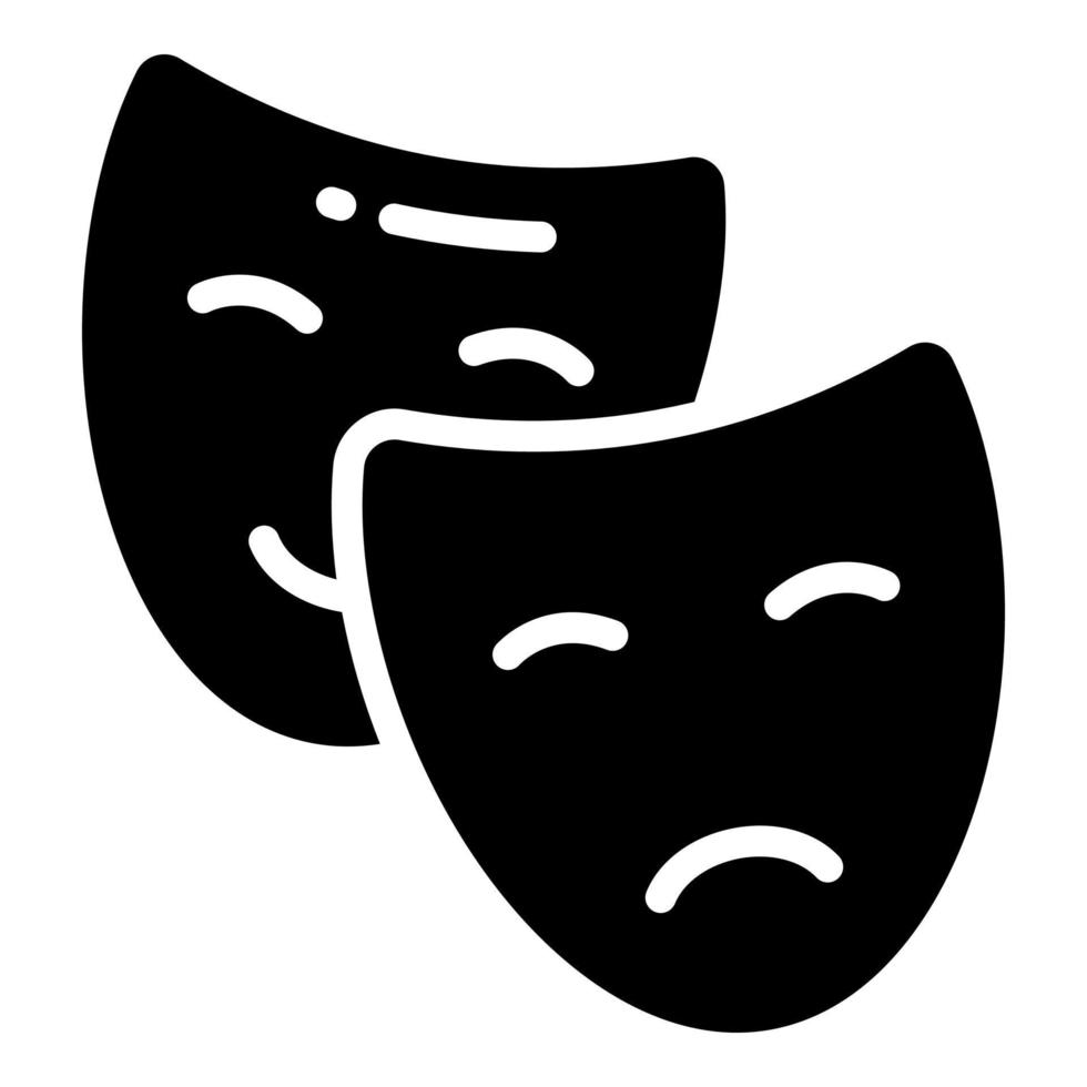 Maskenvektor-Glyphen-Symbol, Schul- und Bildungssymbol vektor