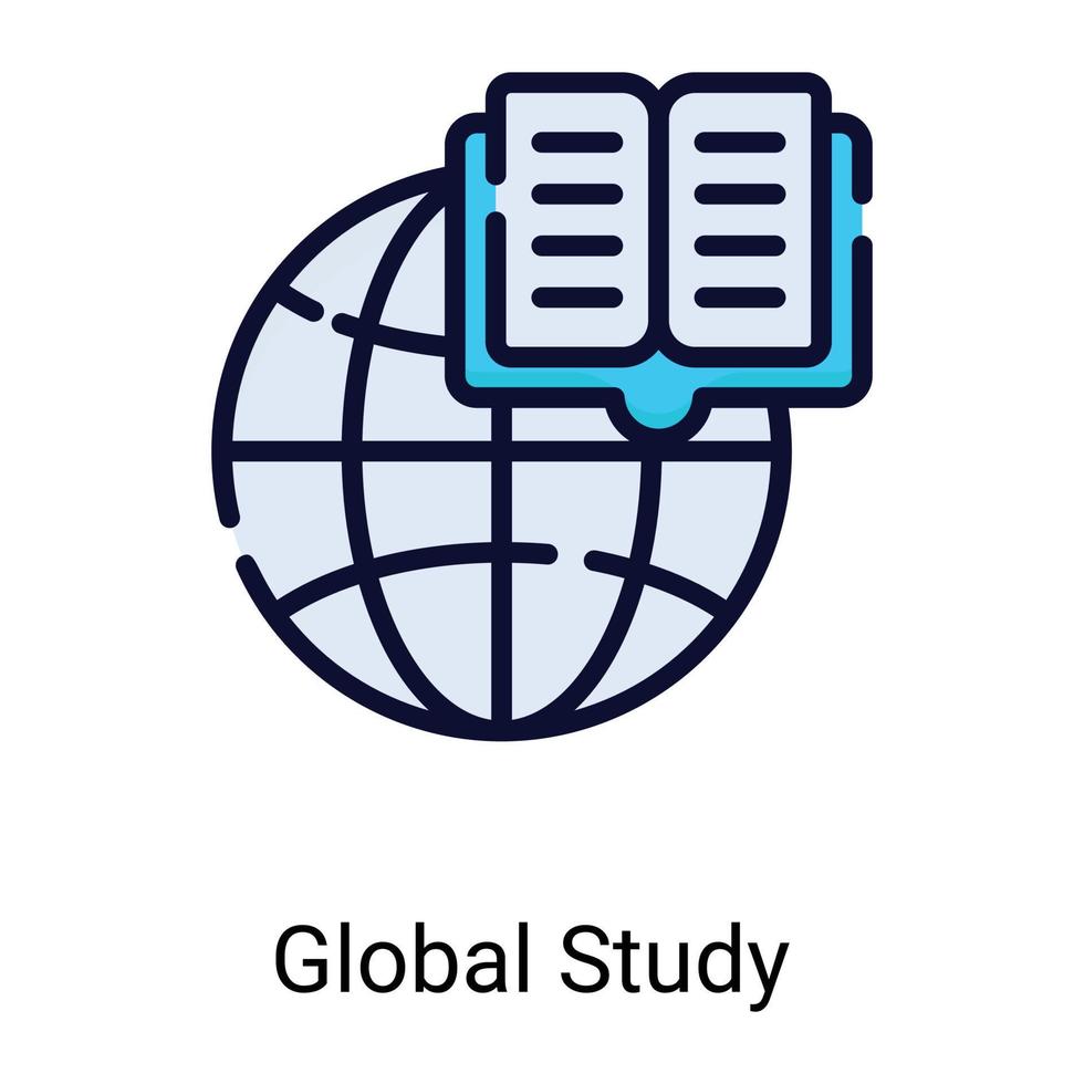 global studie färg linje ikon isolerad på vit bakgrund vektor