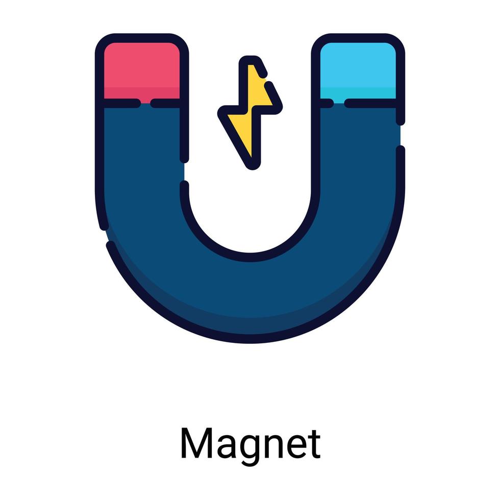Magnet, Anziehungsfarbliniensymbol isoliert auf weißem Hintergrund vektor