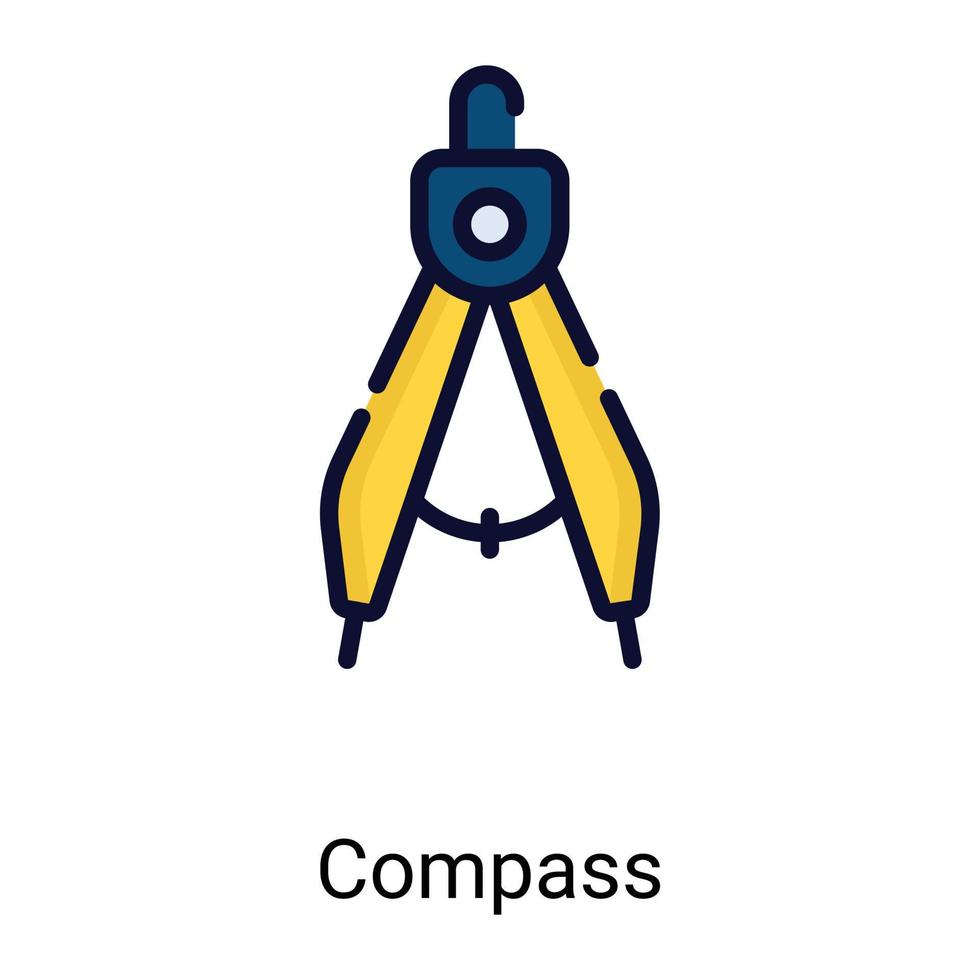 ritning kompass färg linje ikonen isolerad på vit bakgrund vektor