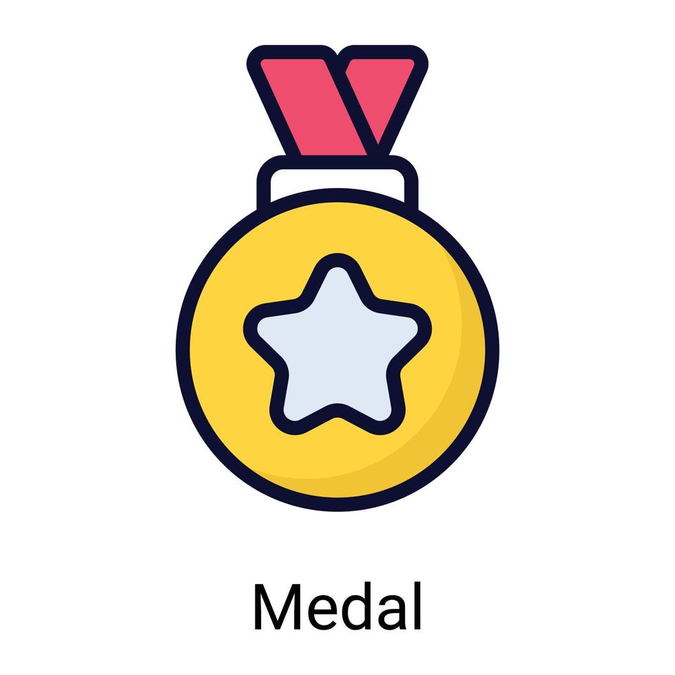 medalj, utmärkelse färg linje ikonen isolerad på vit på vit bakgrund vektor