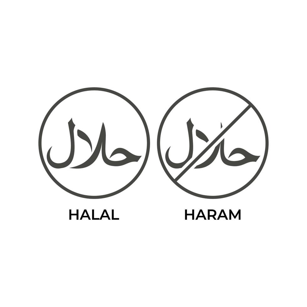 Halal- und Haram-Label. Vektor-Umriss-Icon-Vorlage vektor