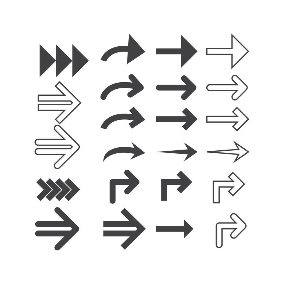 uppsättning pilar med olika stil. vektor ikon mall
