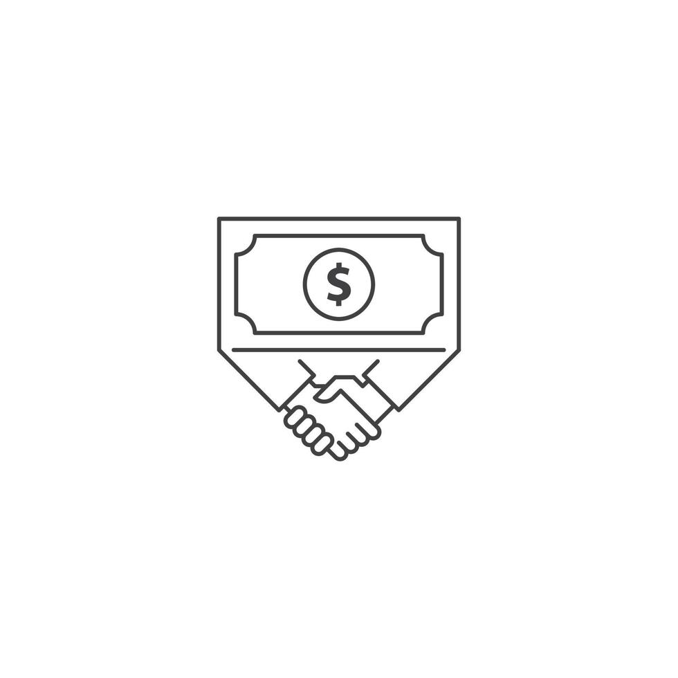 pengaaffär, dollarhandskakning. vektor logotyp ikon mall