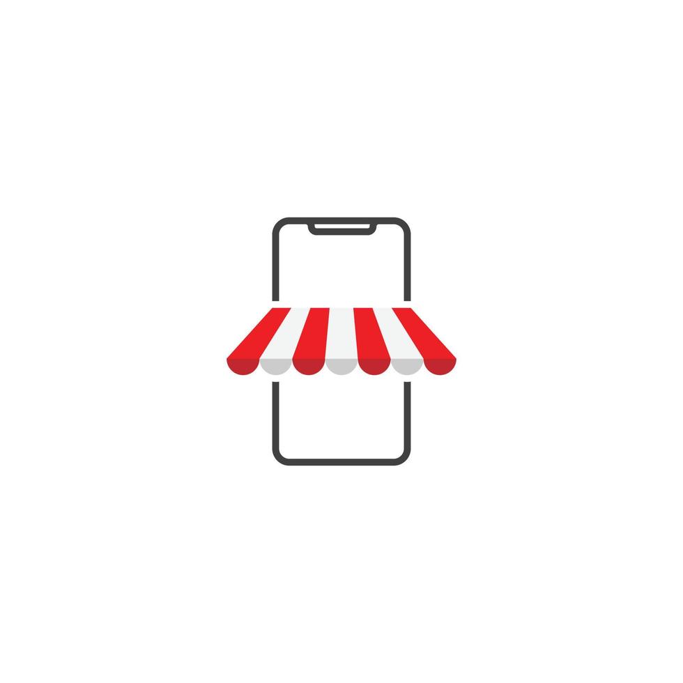 Online-Shop, Smartphone-Shopping. Vektor-Logo-Symbol-Vorlage vektor