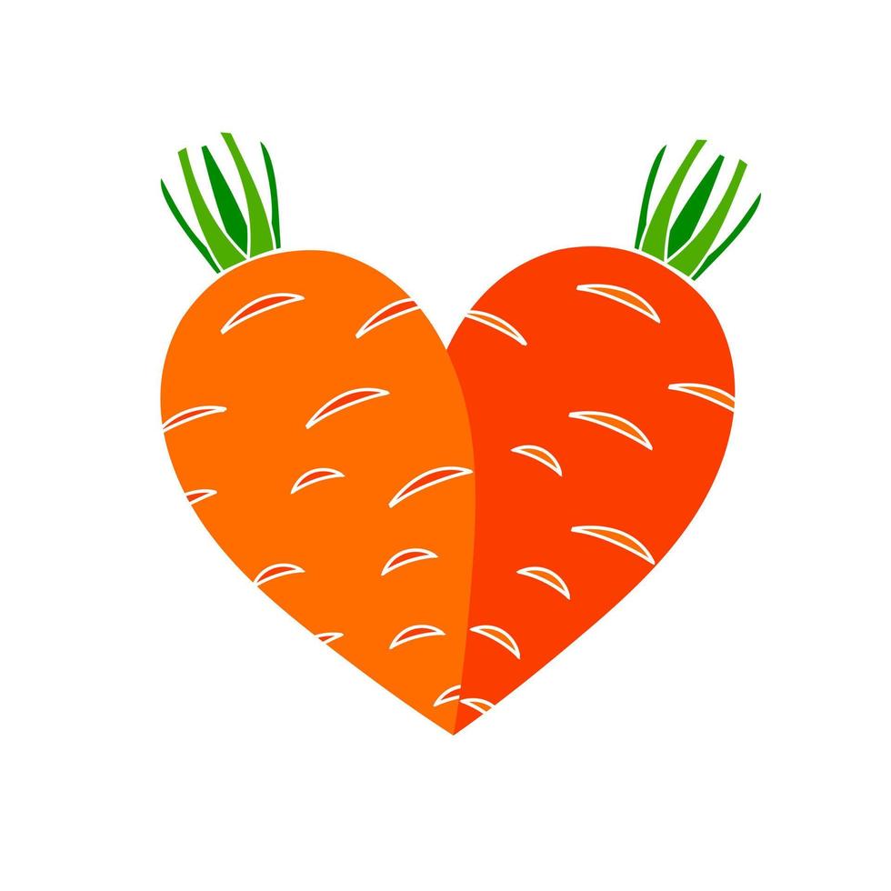 vegetarisches Zeichen oder Symbol wie eine Karotte. Vektor moderne Illustration, stilvolles Gestaltungselement
