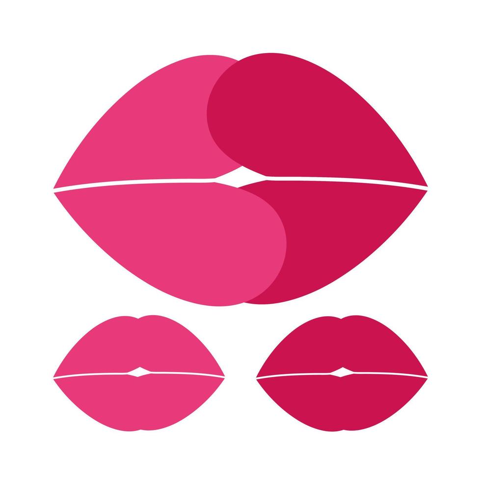 Lippenstift küsst Sammlungsdesign lokalisiert auf weißem Hintergrund vektor
