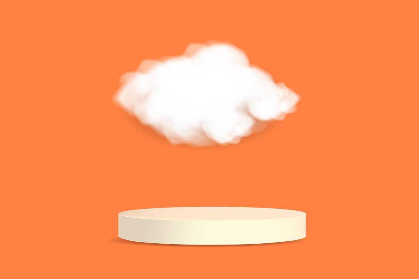 modern produktpodium med realistiskt moln på bakgrundsvektorn. vektor