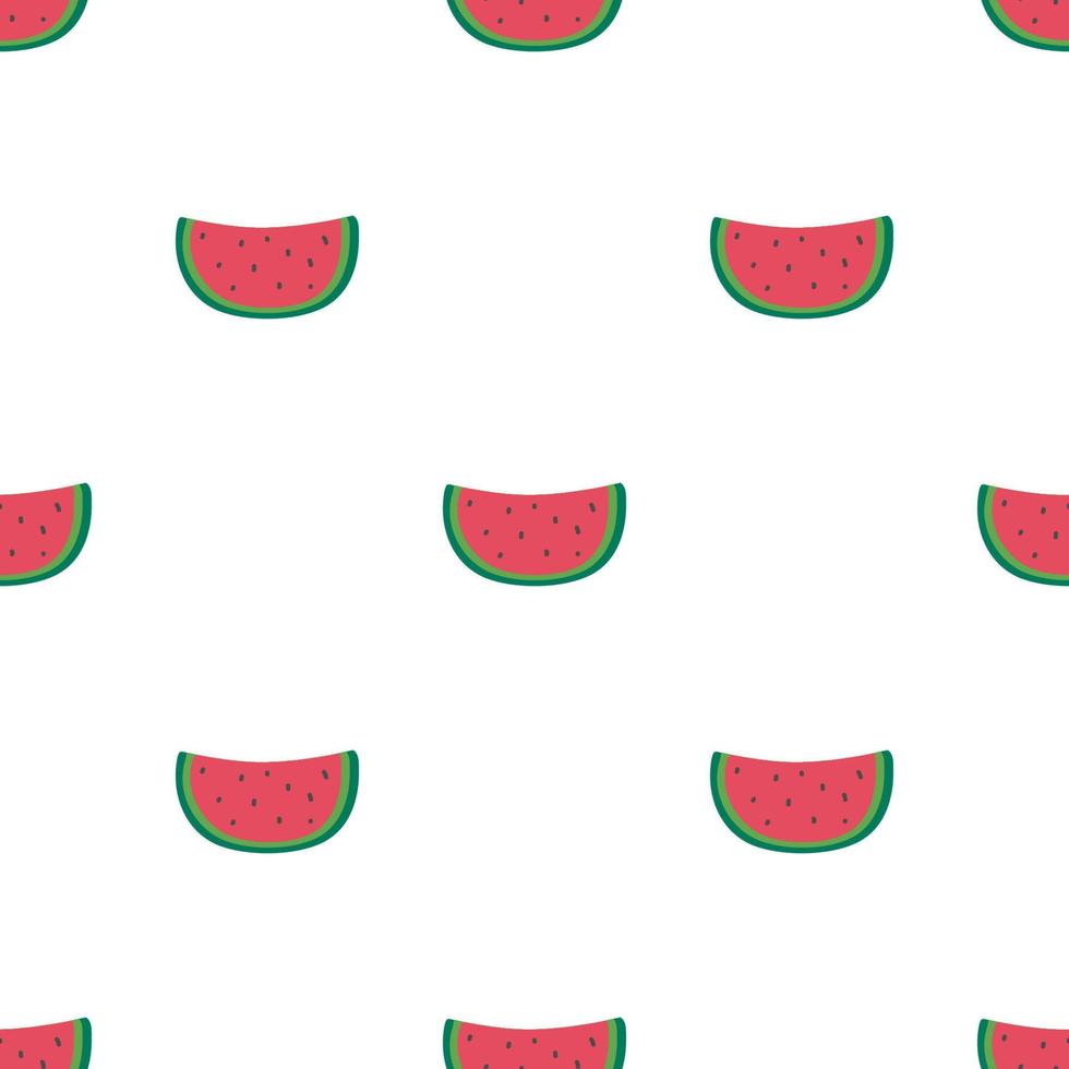 söt sommar seamless mönster med vattenmelon skivor. för tapeter, tyg, omslagspapper eller dekoration. vektor shabby handritad illustration