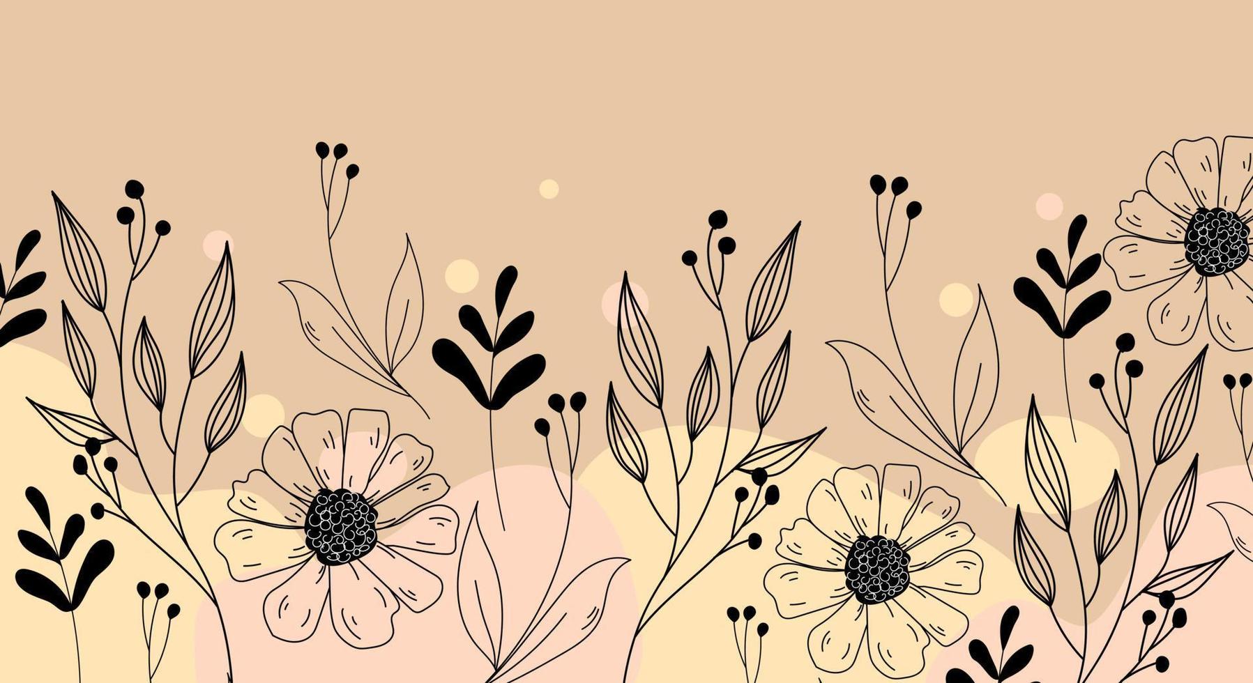 banner med blommor varm färg vektor