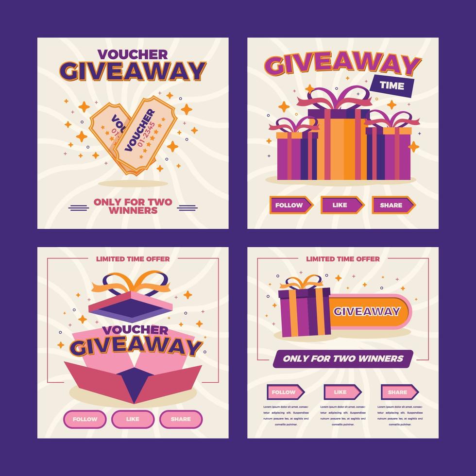 Giveaway-Social-Media-Vorlage mit Geschenkbox und Gutscheinkonzept vektor
