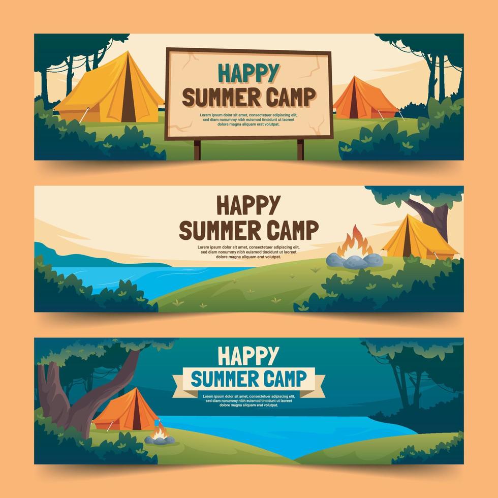 Sommercamp-Banner-Sammlung vektor