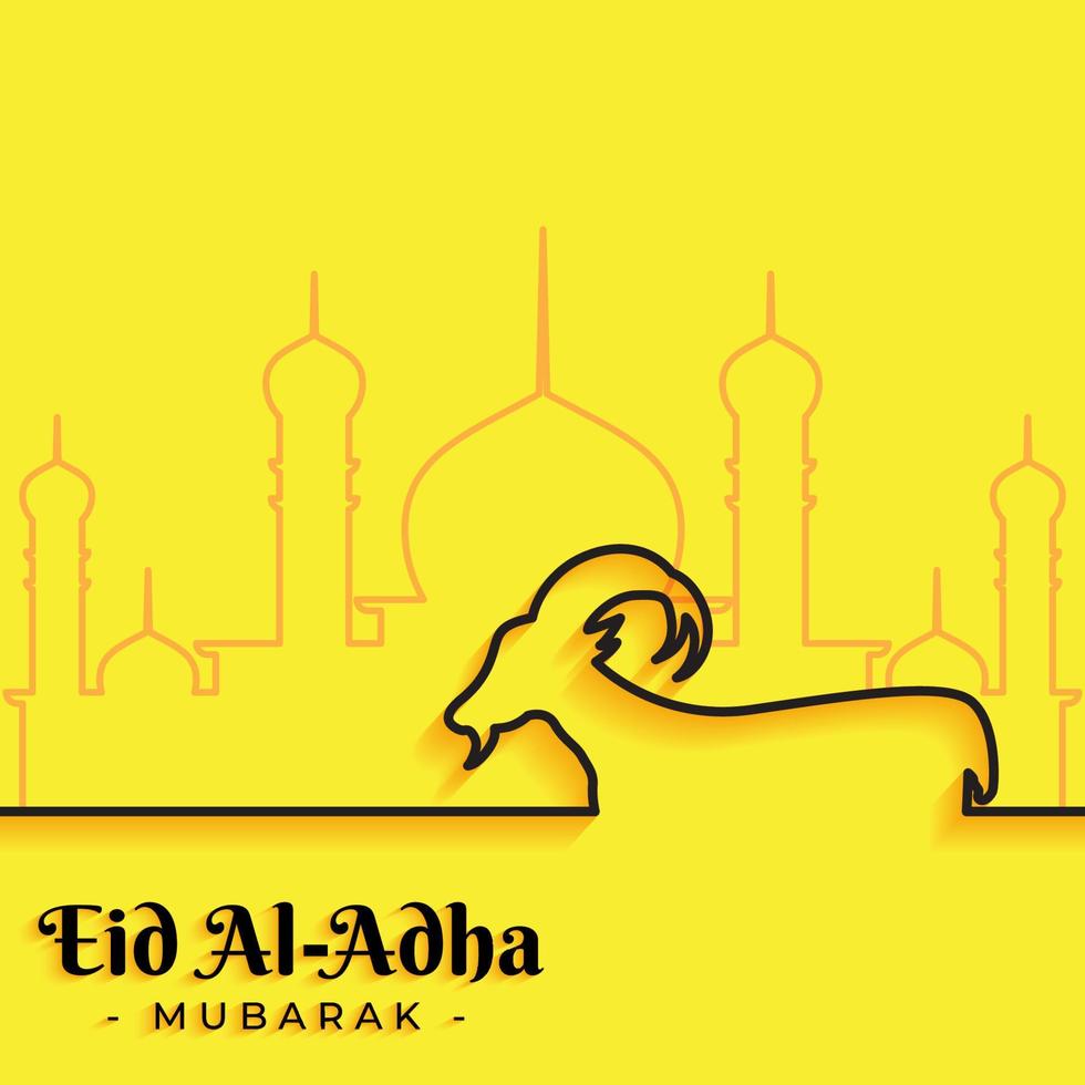 eid al-adha mubarak hintergrund in den gelben und orangefarbenen farben einfach vektor