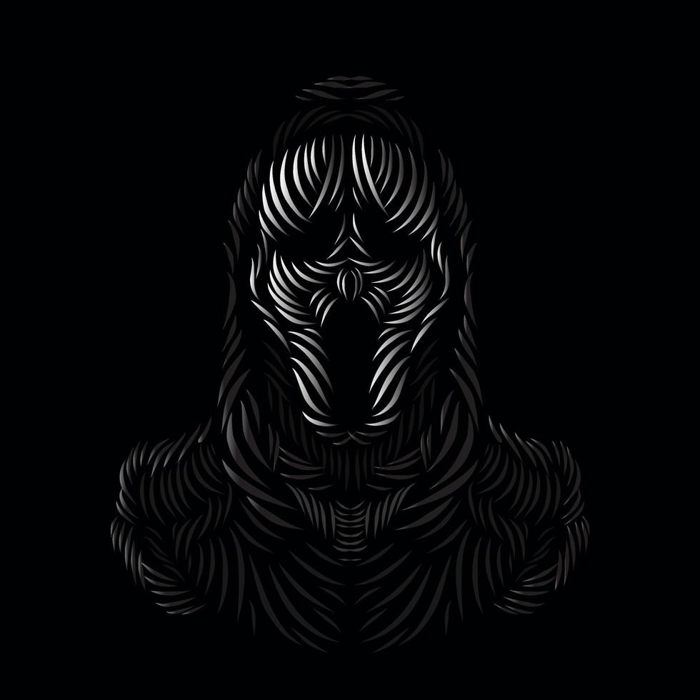 death angel grim reaper line popkonst potrait logo färgglad design med mörk bakgrund vektor