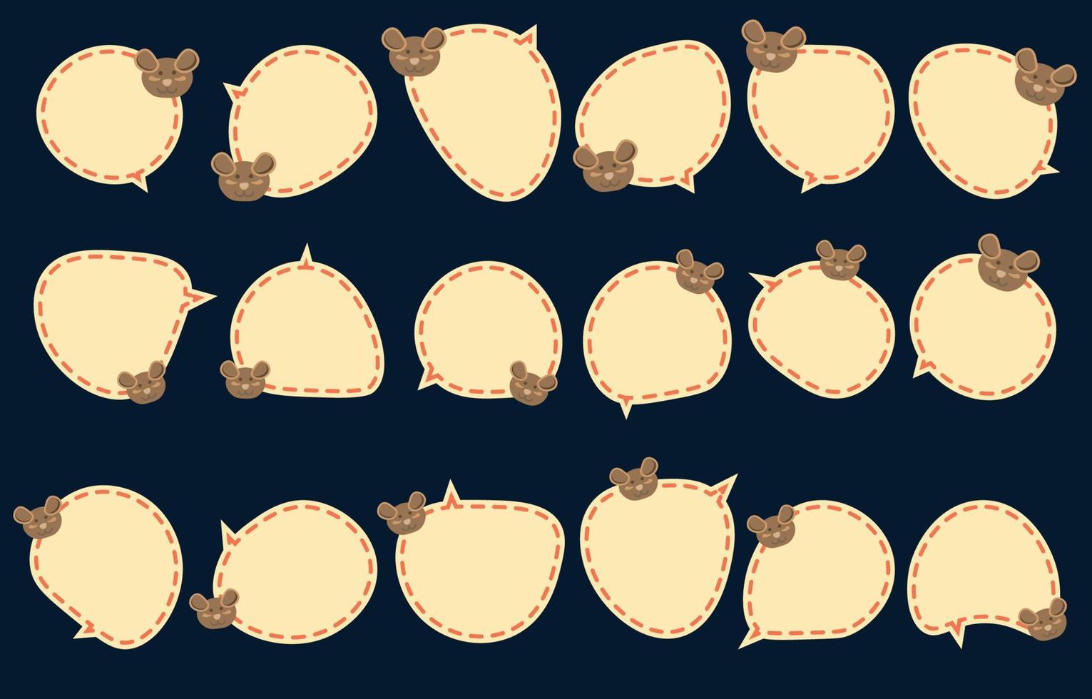 Set handgezeichnete Sprechblase mit Teddybär auf dunklem Hintergrund, Vektorsprechen oder Chat-Talkbox, Symbolballontext oder Kommunikation, Sprechwolke für Cartoon und Comic, Nachrichtendialog vektor