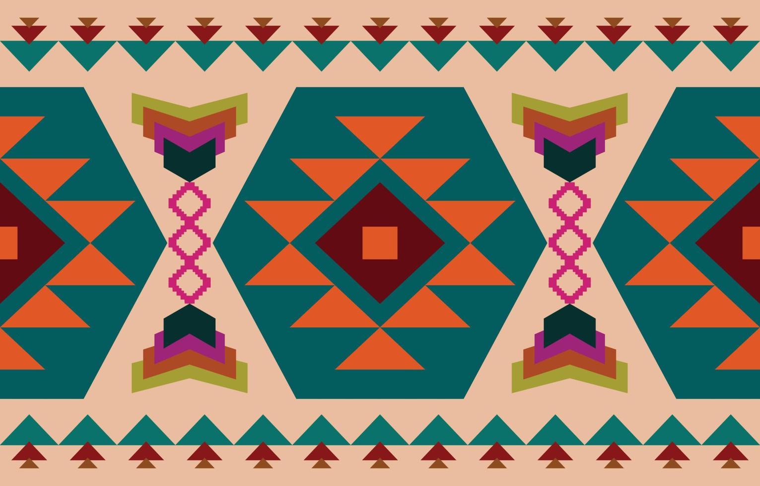 navajo native american tyg sömlösa mönster, geometrisk tribal etnisk traditionell bakgrund, designelement, design för matta, tapeter, kläder, matta, interiör, broderi vektorillustration. vektor
