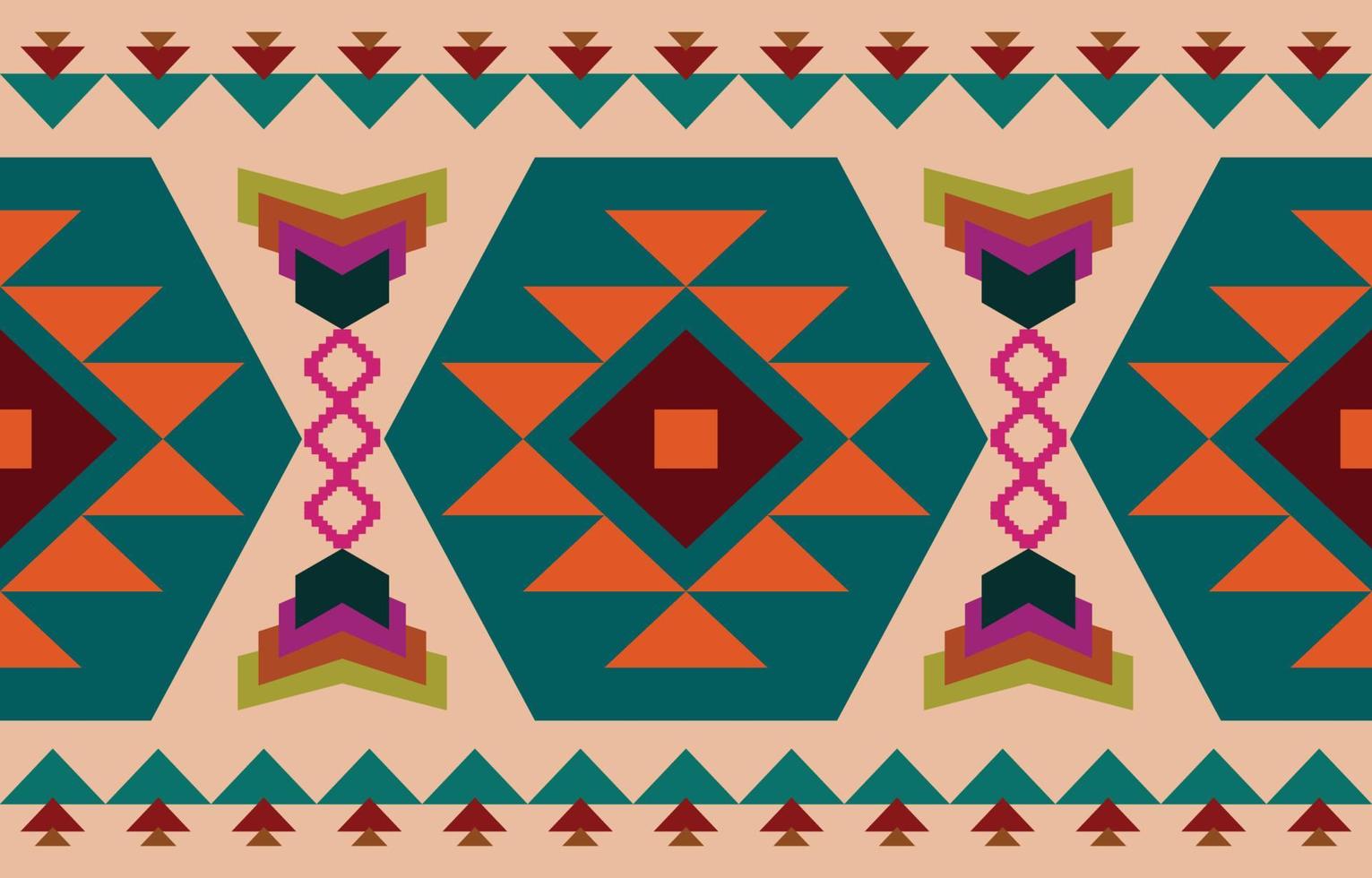 Navajo-Indianer-Stoff nahtloses Muster, geometrischer Stammes-ethnischer traditioneller Hintergrund, Design-Elemente, Design für Teppich, Tapete, Kleidung, Teppich, Interieur, Stickerei-Vektor-Illustration. vektor