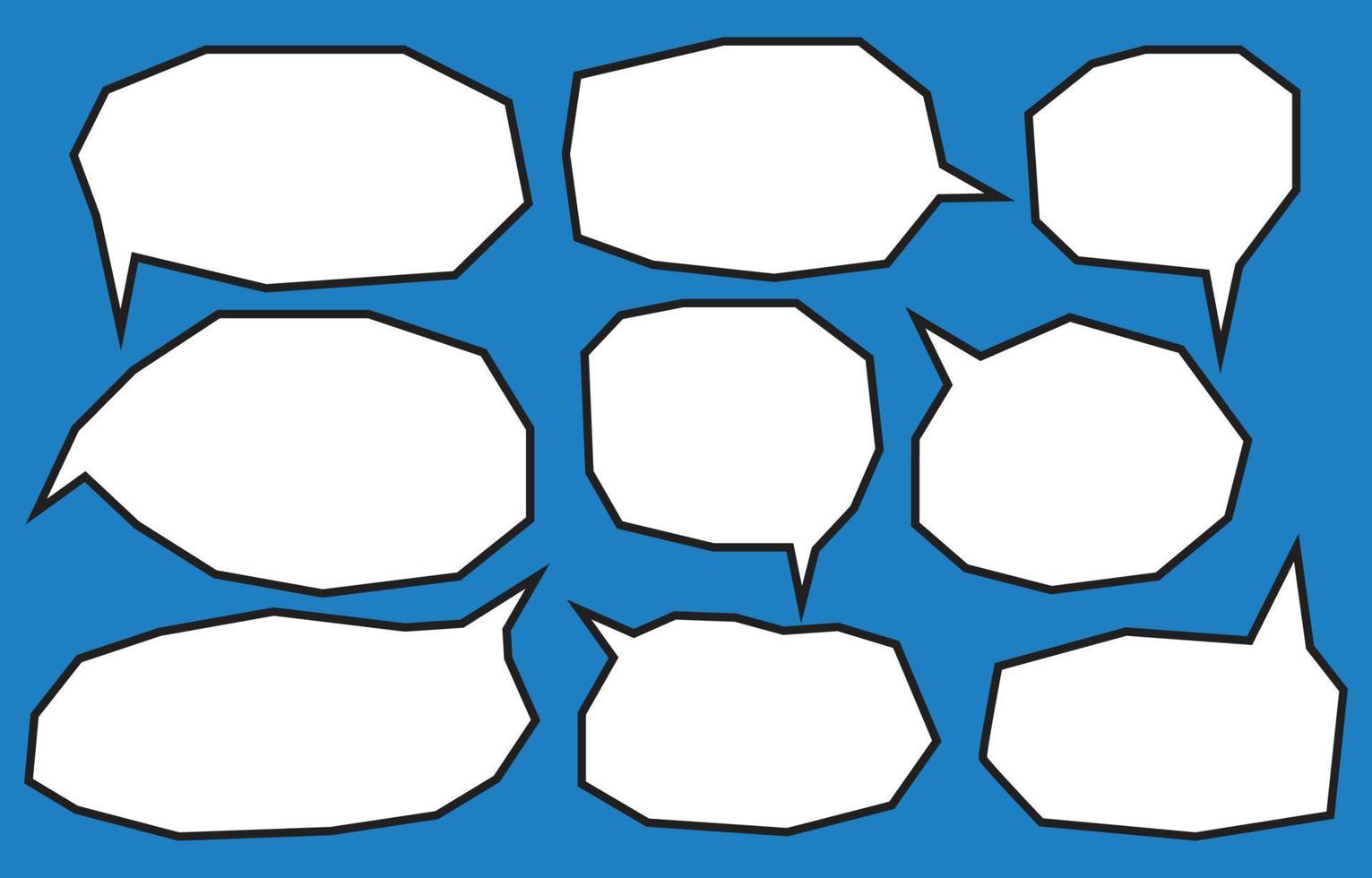 Stellen Sie Sprechblasen auf blauem Hintergrund ein. Chat-Box oder Chat-Vektor-Doodle-Nachricht oder Kommunikationssymbolwolke, die für Comics und Comics-Dialog spricht vektor