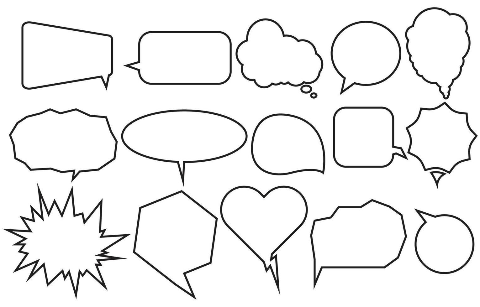 ange pratbubblor olika former på vit bakgrund. chattbox eller chattvektor doodle meddelande eller kommunikationsikon molntalande för serier och serier meddelandedialog vektor