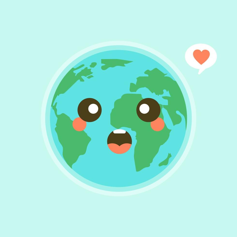 süßes lustiges welterde emoji, das emotionen von bunten charaktervektorillustrationen zeigt. die erde, den planeten retten, energie sparen, das konzept des erdtages vektor