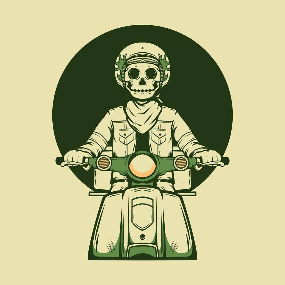 Totenkopf auf klassischem Motorrad vektor