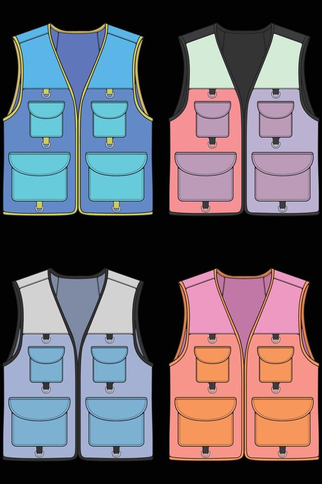 uppsättning av bröstväst väska färg vektor, bröst väst väska i en skiss stil, vektor illustration.