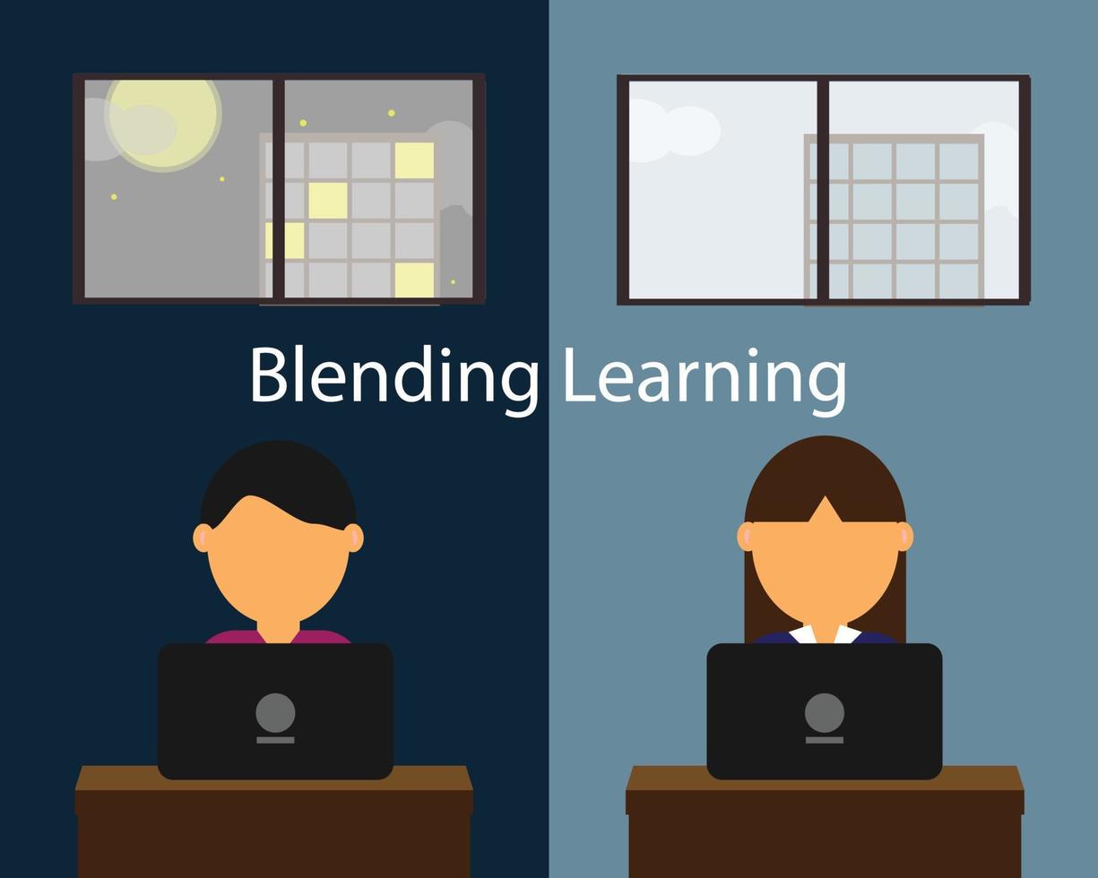 Blending-Learning-Modell zum Lernen von jedem Ort aus, wenn Sie freier Vektor sind