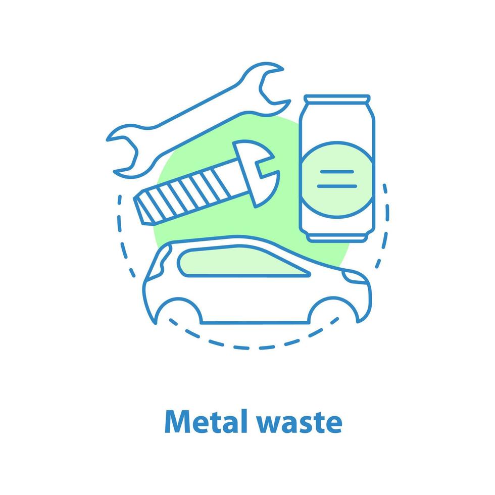 Symbol für das Konzept der Metallabfälle. müllsortierungsidee dünne linienillustration. Stahl- und Aluminiumrecycling. feste Abfälle. Vektor isoliert Umrisszeichnung