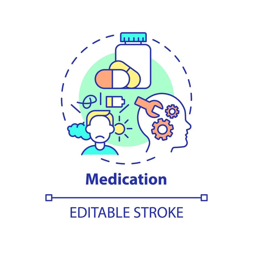 medicin koncept ikon. mental hälsa. tvångsmässigt spelande övervinna abstrakt idé tunn linje illustration. isolerade konturritning. redigerbar linje. arial, otaliga pro-bold typsnitt som används vektor