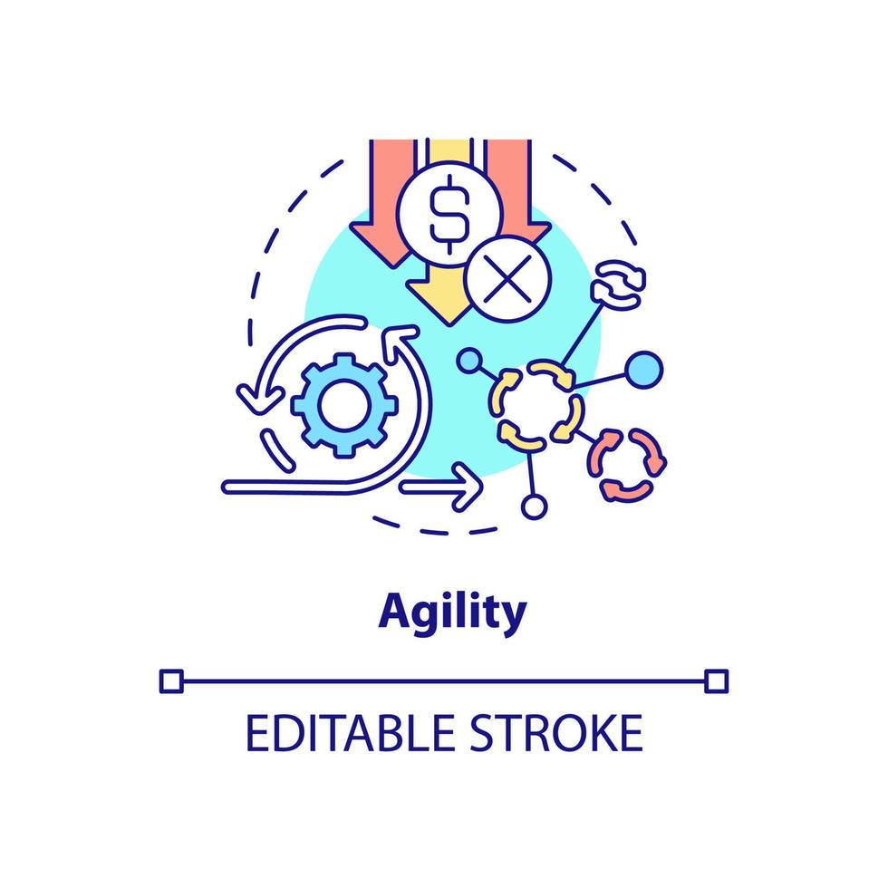 agility koncept ikon. applikationsfunktion. programmeringsapp. webb 3 0 abstrakt idé tunn linje illustration. isolerade konturritning. redigerbar linje. arial, otaliga pro-bold typsnitt som används vektor