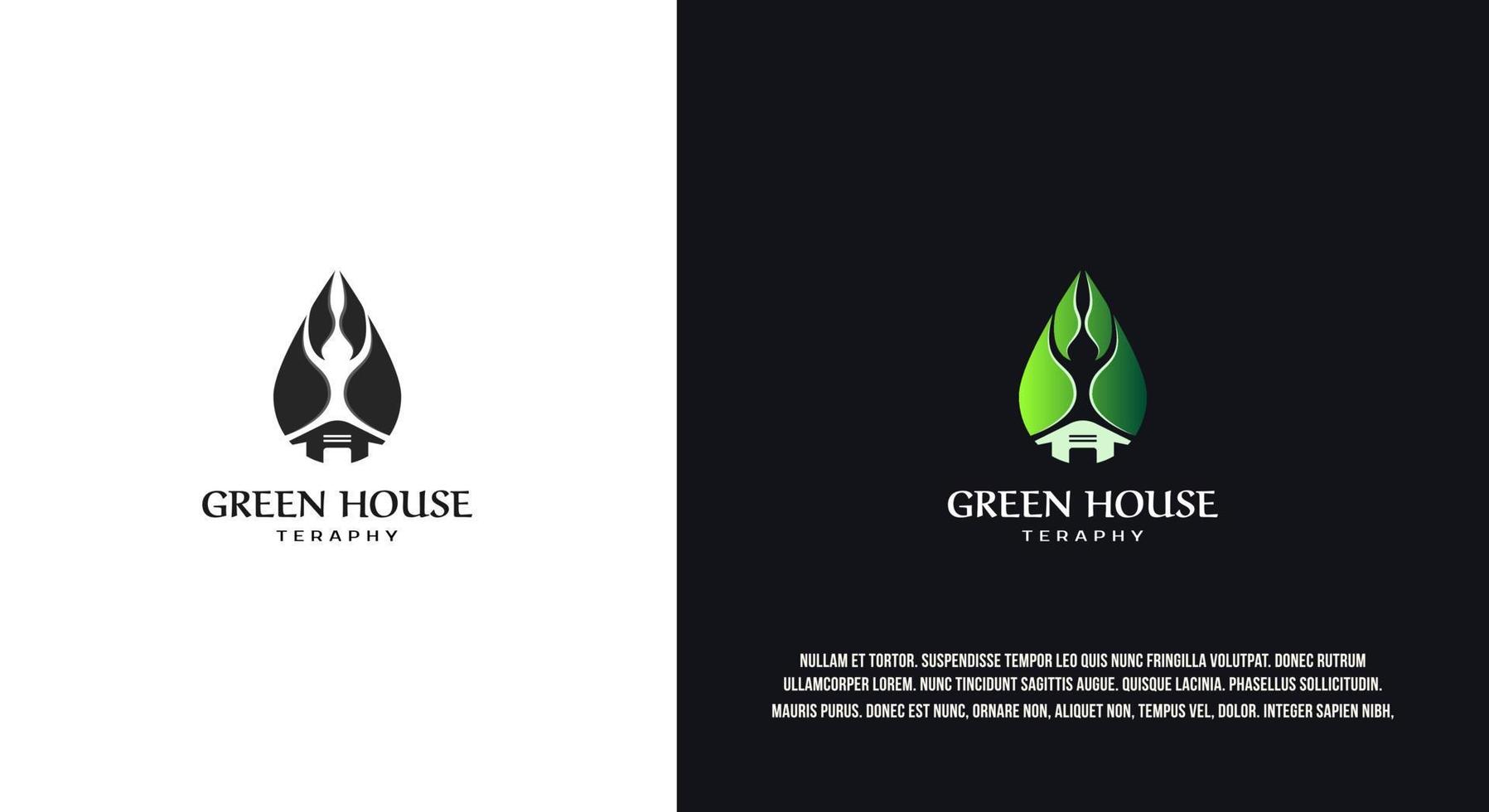 grönt hus logotyp design, premium vektor