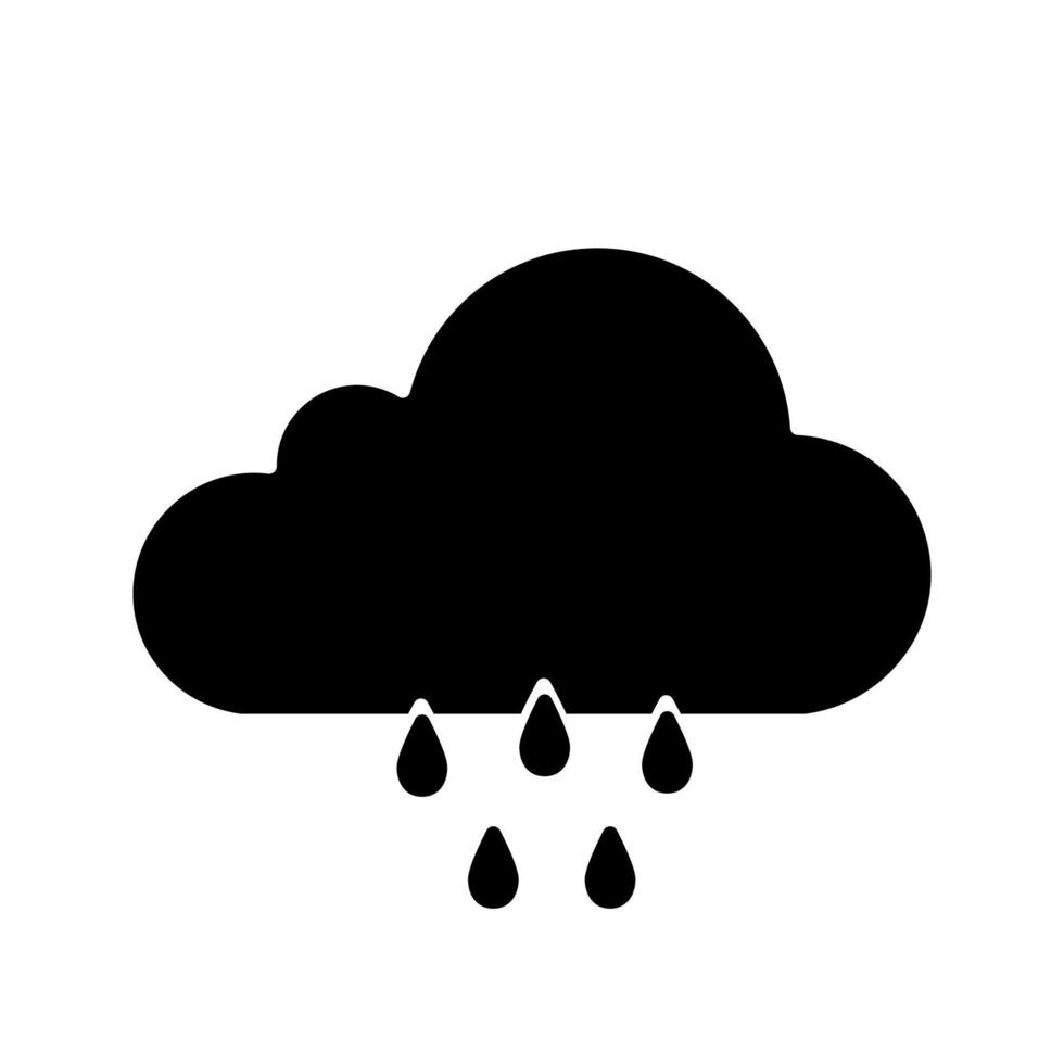regn glyfikon. hälla regn. regnigt väder. molnskur, skyfall. väderprognos. siluett symbol. negativt utrymme. vektor isolerade illustration