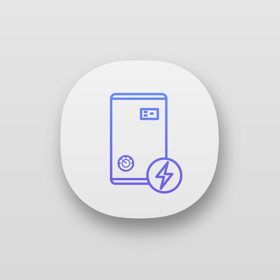 App-Symbol für Elektroheizkessel. Hauszentralheizung. Heizungssystem. ui ux-benutzeroberfläche. Web- oder mobile Anwendung. vektor isolierte illustration