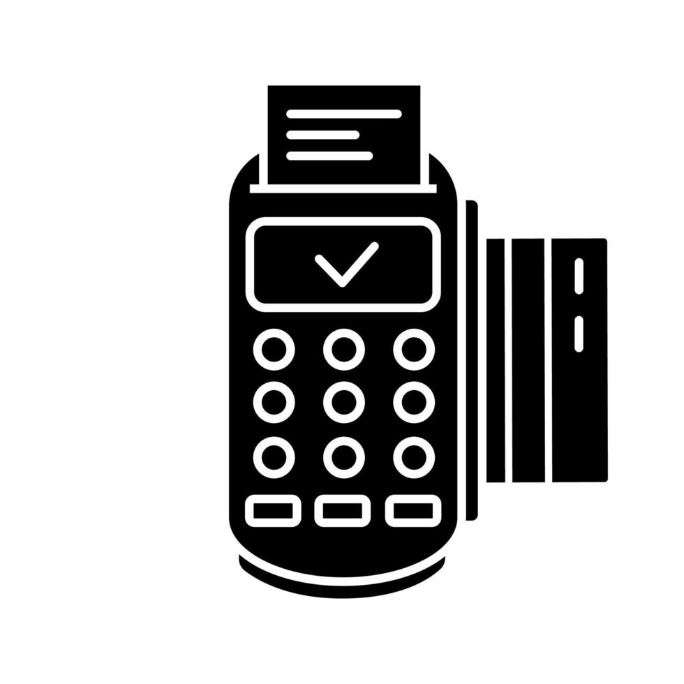 framgångsrik pos terminal transaktion glyfikon. siluett symbol. betalterminal. negativt utrymme. e-betalning. vektor isolerade illustration