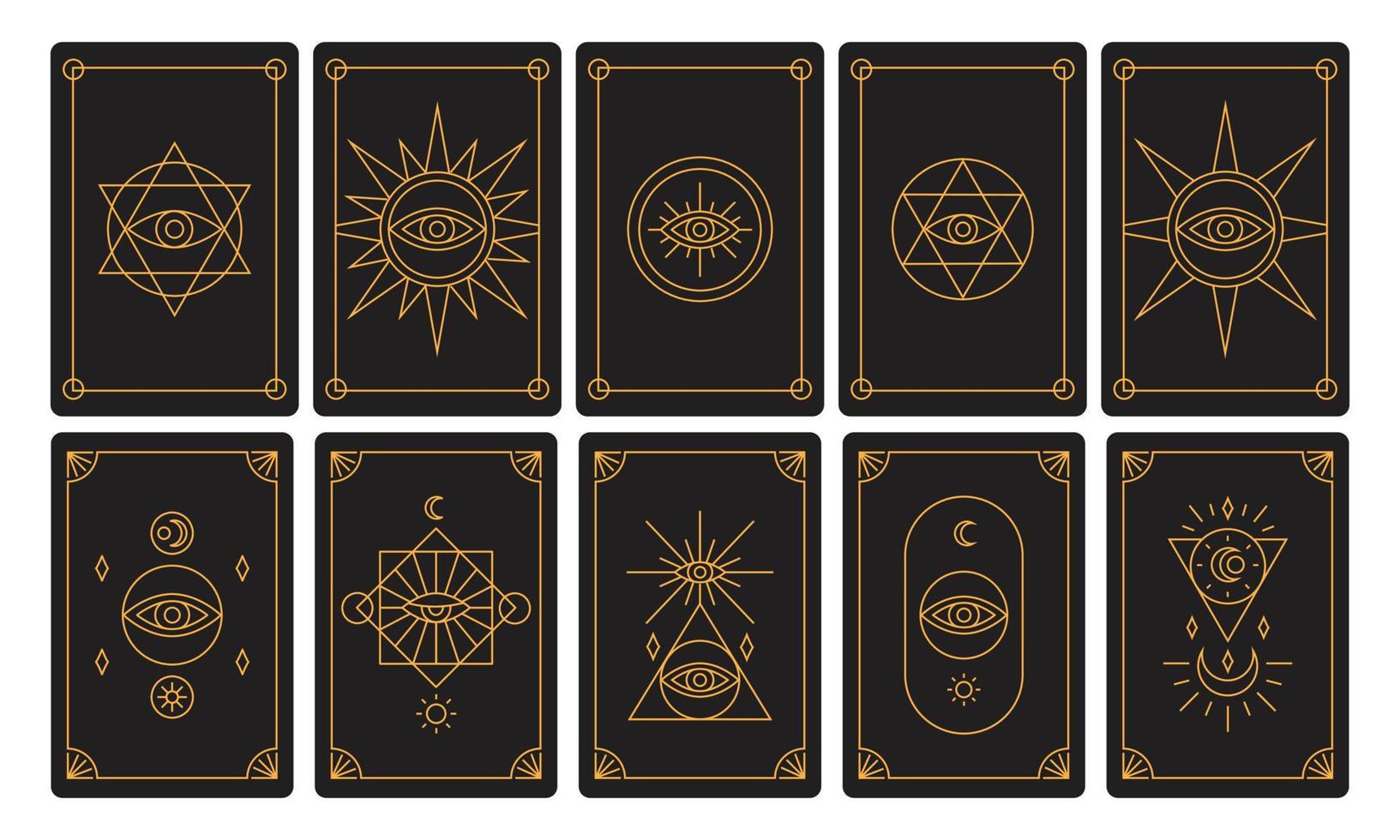 uppsättning tarotkort illustration design. symbol för mörkt magiskt spel vektor