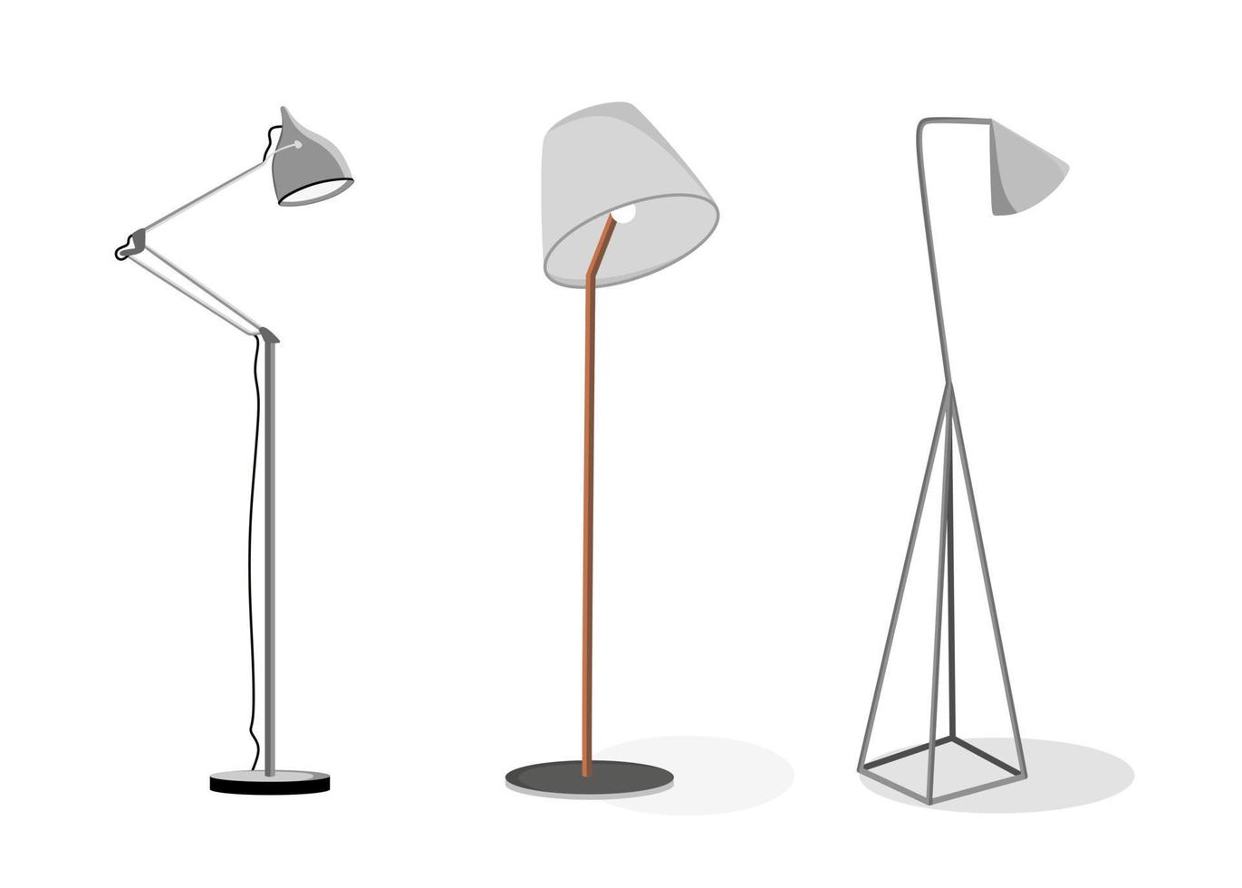 moderna inredningsmöbler lampa golv set vektorillustration i platt stil isolerade vektor