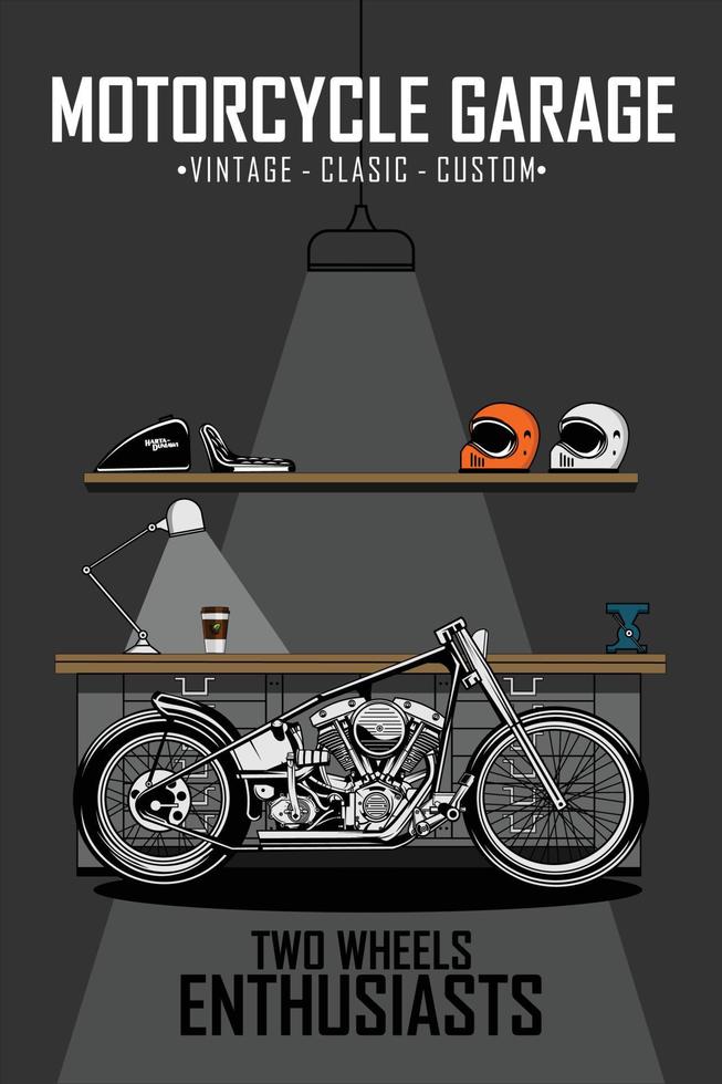 chooper motorcykel garage affisch illustration.eps vektor