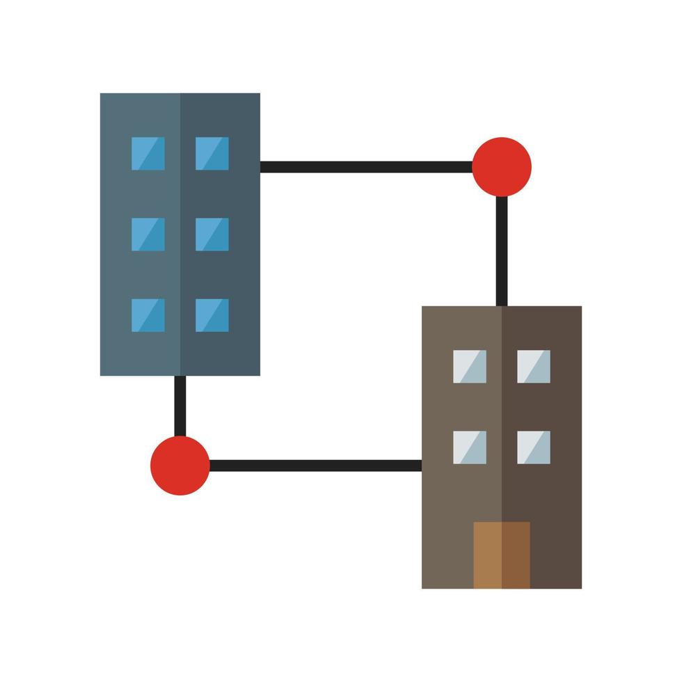 flaches Farbsymbol für das Unternehmensnetzwerk vektor