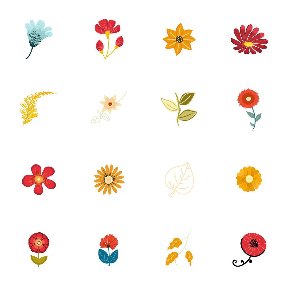 handritade ikoner av blommönster vektor