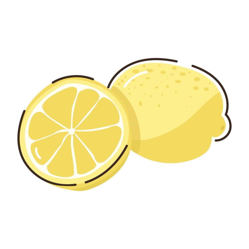 citrusfrukt, doodle platt ikon av citron vektor