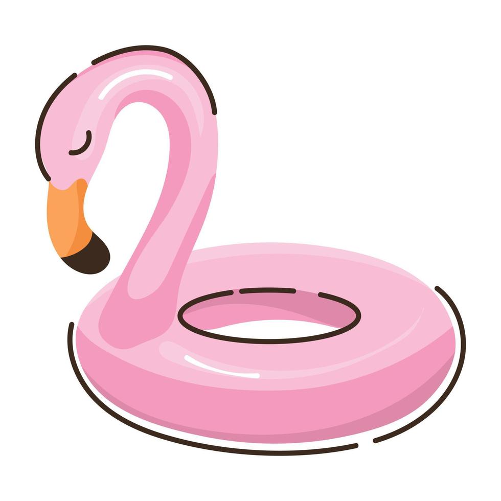 ein editierbares Doodle-Flachsymbol des Gummiflamingos vektor