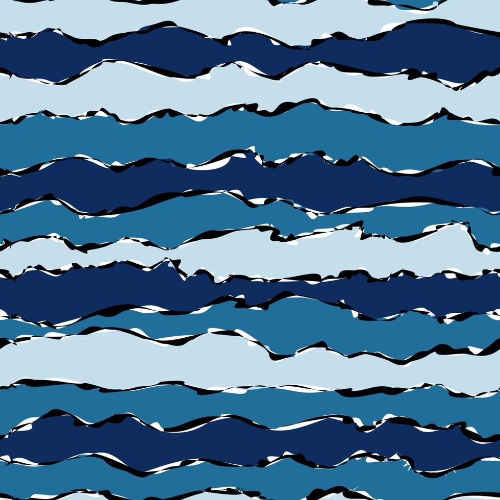 förvrängt våg sömlösa mönster. grunge linjer bakgrund. bakgrunder med hav, floder eller vatten textur. vågig strand penseldrag oändliga tapeter vektor
