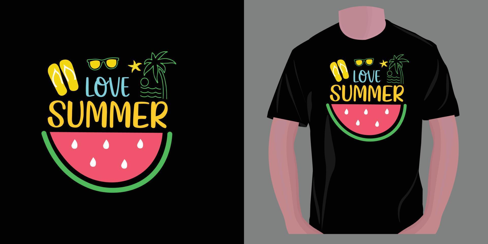 Den Sommer lieben. Sommer-Typografie-T-Shirt-Design vektor