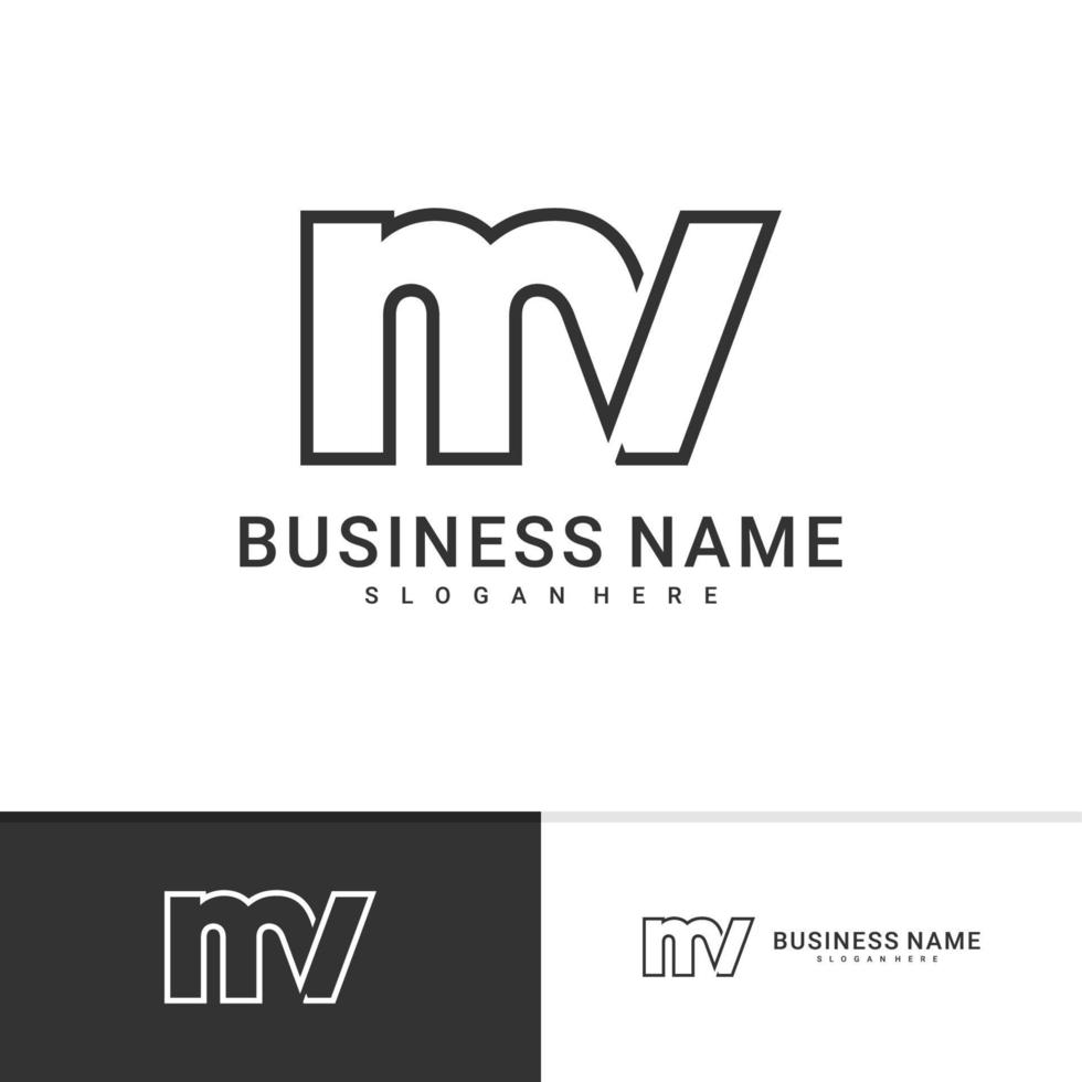 anfängliche MV-Logo-Vektorvorlage, kreative MV-Logo-Designkonzepte vektor