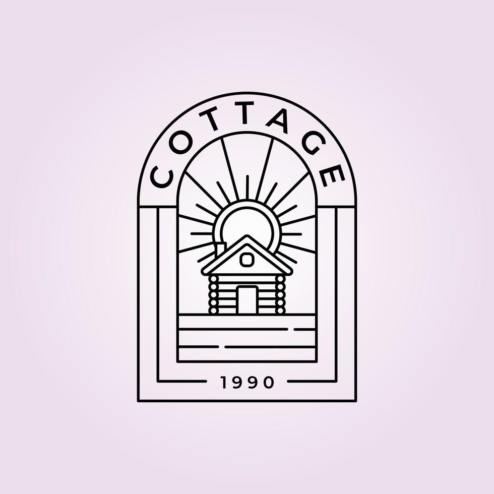 Cottage-Abzeichen-Logo-Vektor minimalistisches Linienkunstdesign vektor