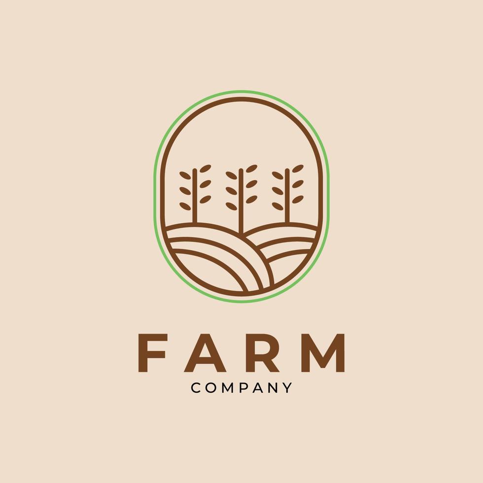 minimalistisches Farm Line Art Logo Emblem Vektor Template Design