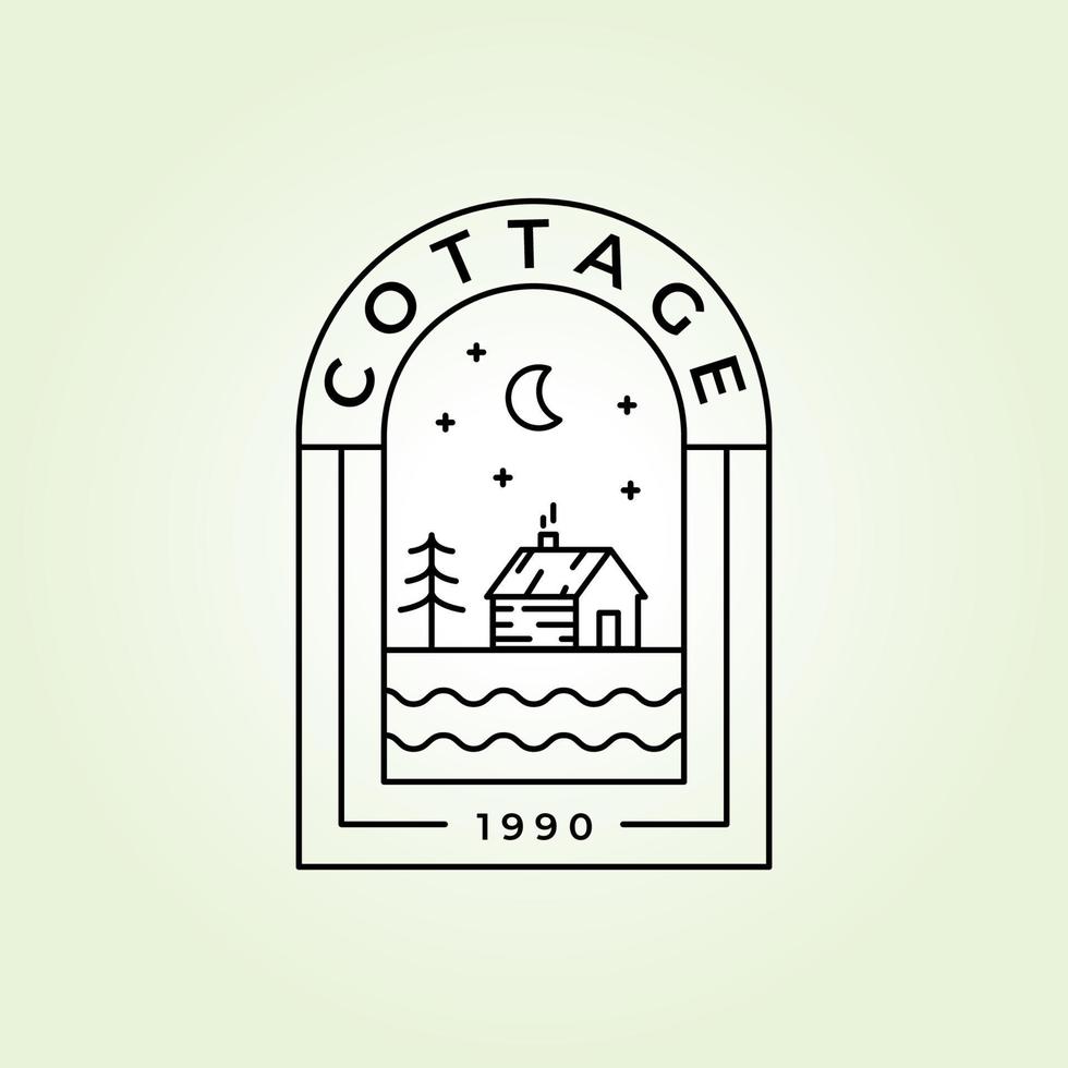 Cottage-Abzeichen-Logo-Vektor minimalistisches Linienkunstdesign vektor